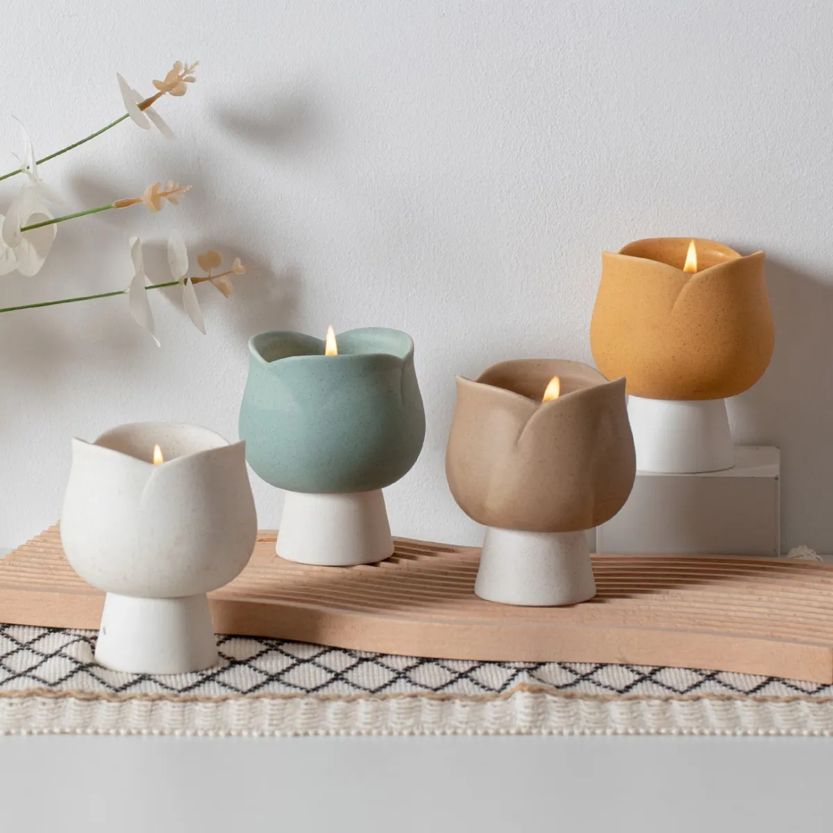 Tulip Ceramic Candle Holder