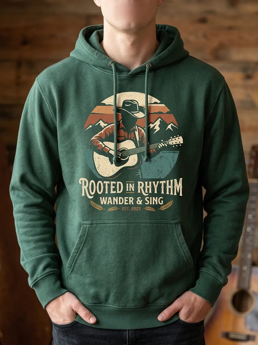 Honky-Tonk-Inspired Guitar Country Music Graphic Hoodie
