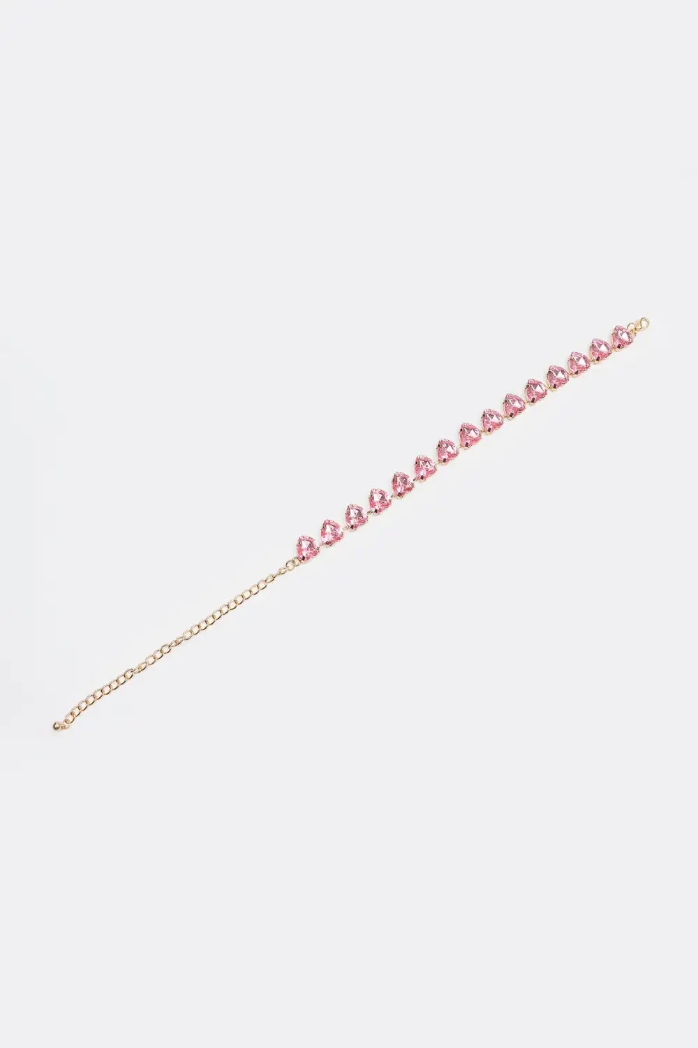 Stud Heart Shape Faux Pink Crystal Necklace