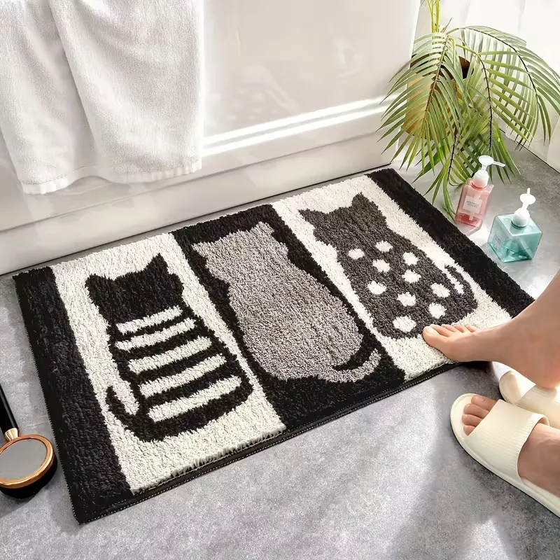 Black & White Cat Bath Mat