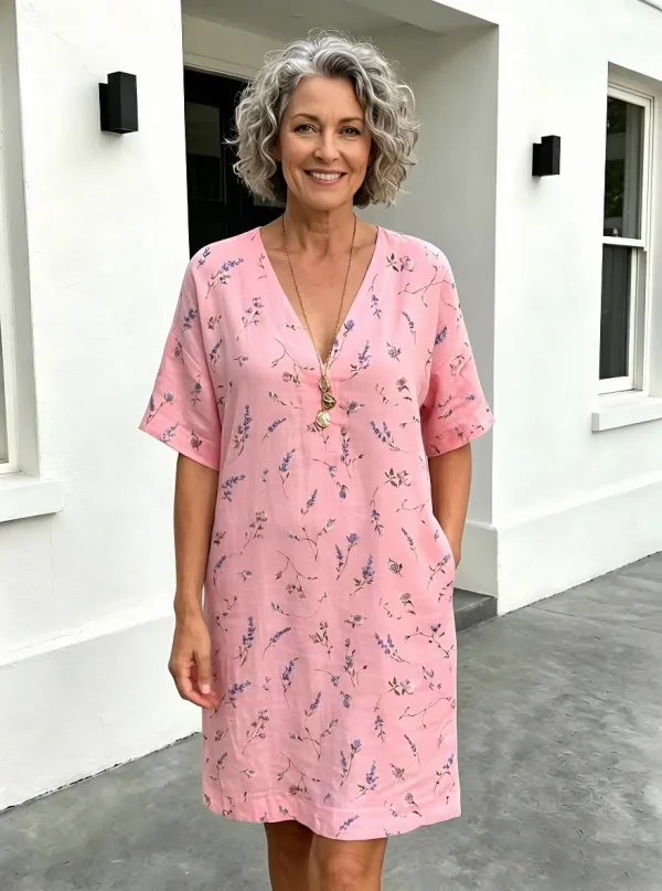 Women's Summer Vacation Lavender Floral Printed Dress