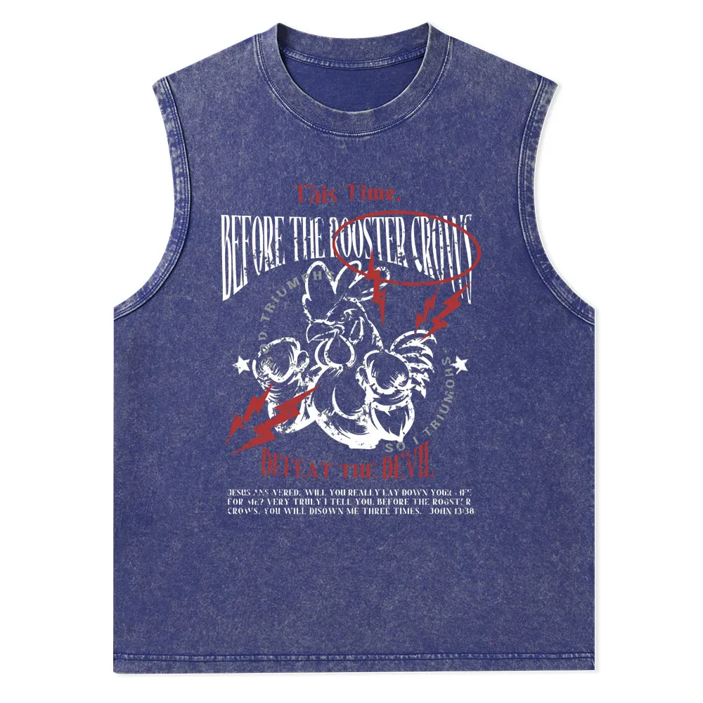 Defeat The Devil Christian Washed Tank Top
