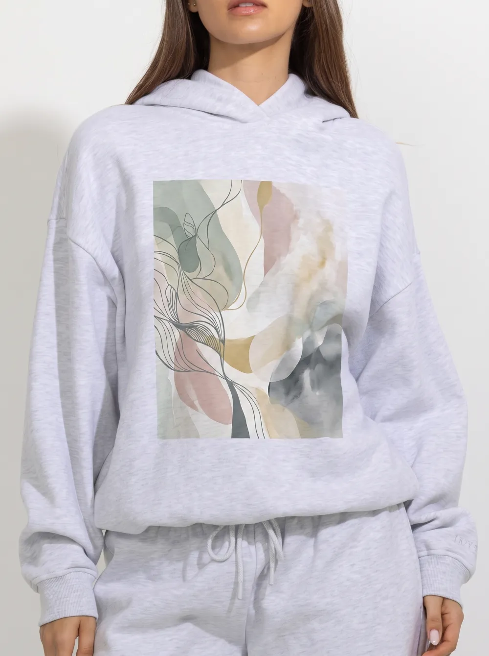 Women's Abstract Minimalist Line Art Printed Hoodie