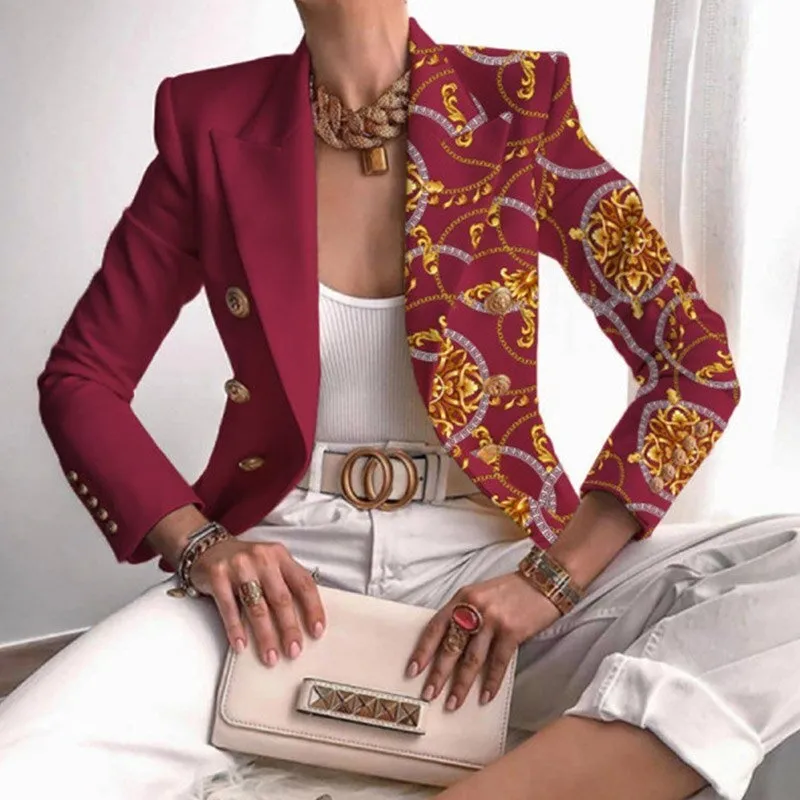 Contrast Panel Buttoned Work Blazer
