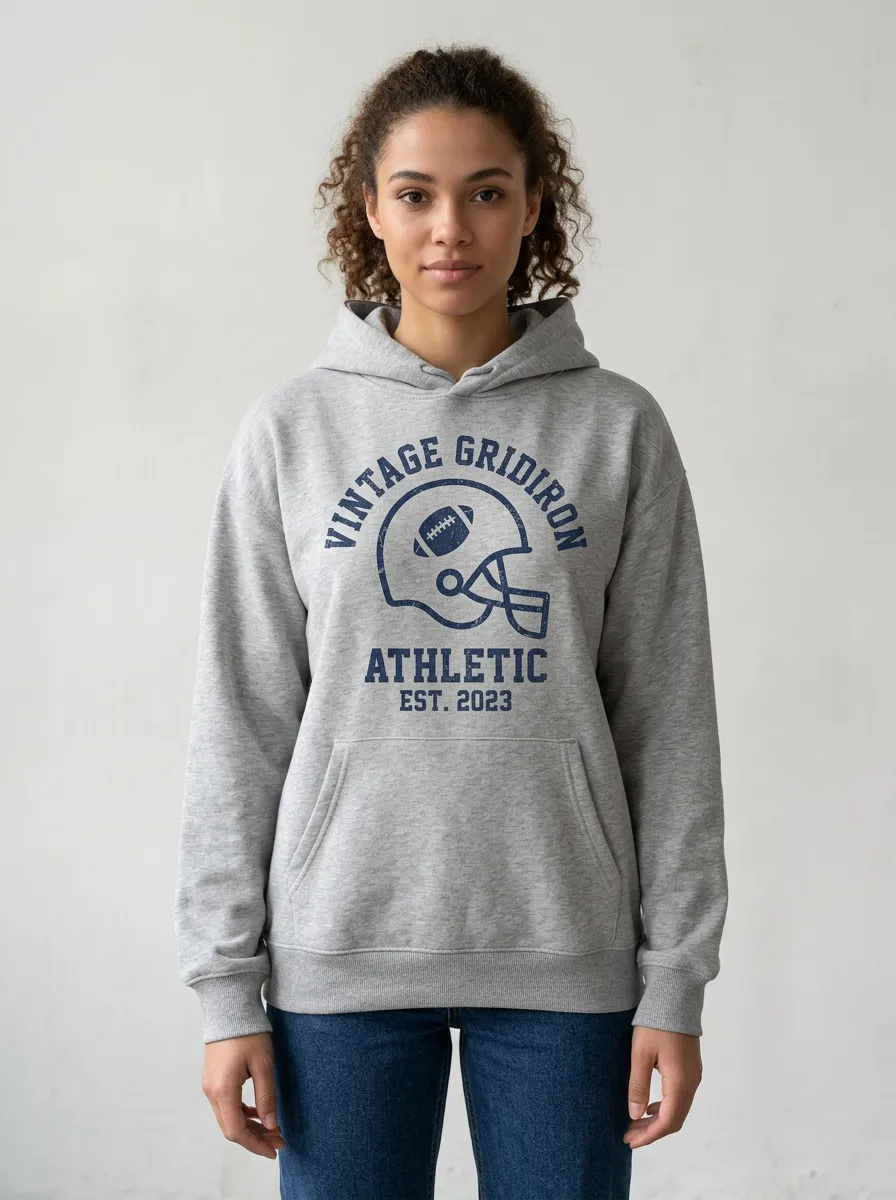 Women's Football Lover Vintage Gridiron Helmet Graphic Hoodie