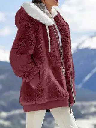 Oversized Hooded Plush Jacket