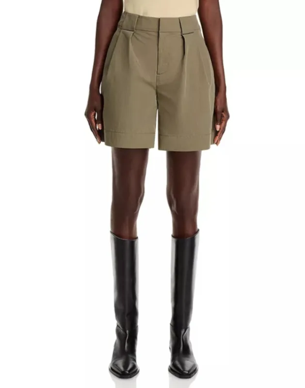 Pleated Cotton Nylon Shorts