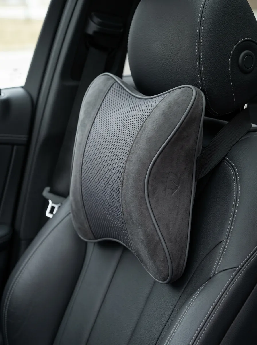 Neck-Support Mesh Suede-Look Car Neck Support Pillow