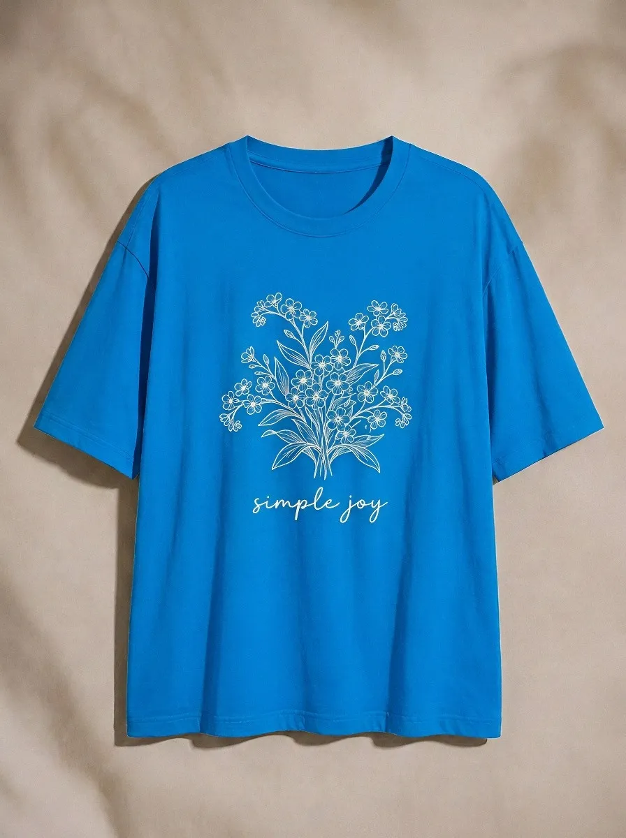 Women's Floral Lover Simple Joy Bouquet Printed T-shirt