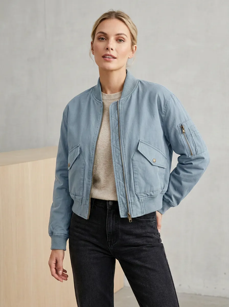 Quilted Denim-Style Women's Casual Jacket