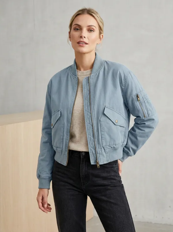Quilted Denim-Style Women's Casual Jacket