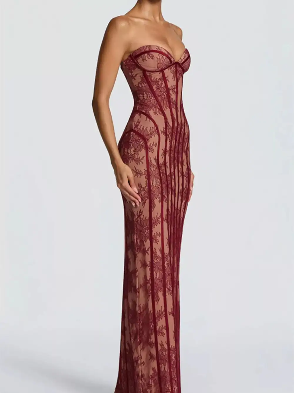 Strapless Lace Maxi Dress