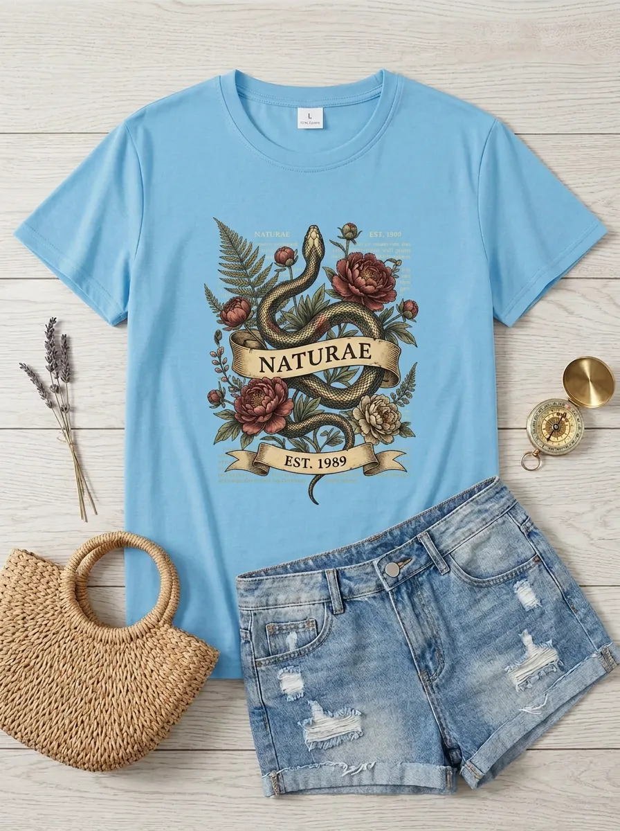 Botanical Snake Naturae Floral T-Shirt