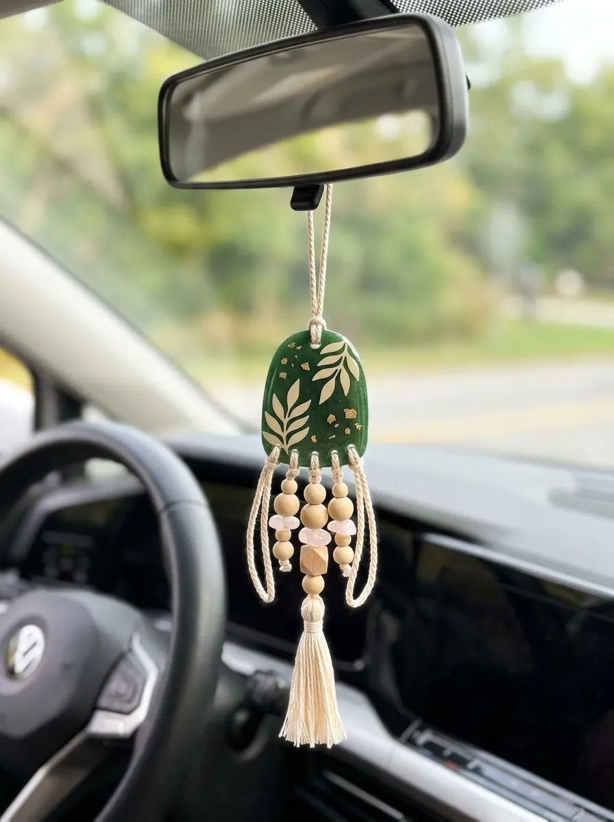 Leaf Rearview Mirror Hanging Ornament
