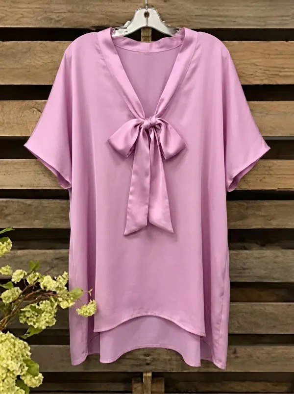Women's V-neck Bow-detail Relaxed Blouse