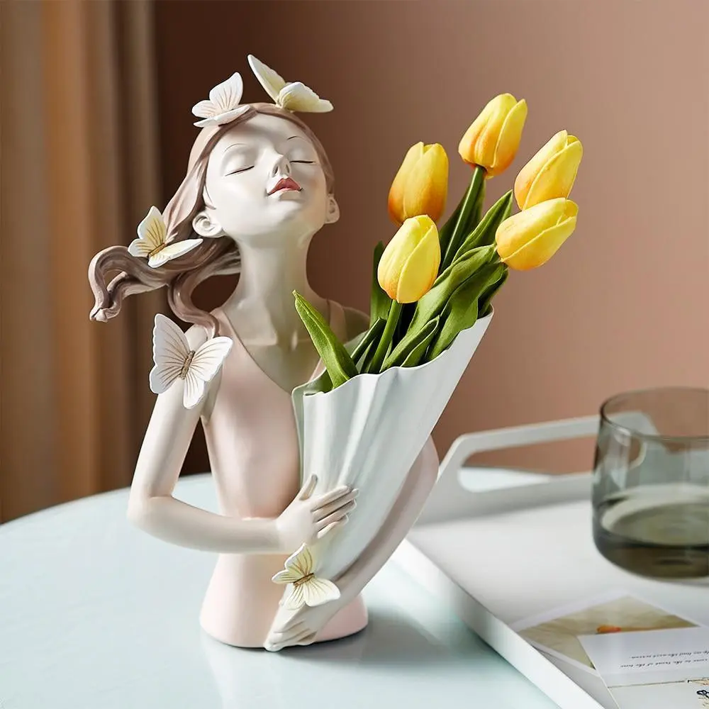 Graceful Girl Vase Sculpture