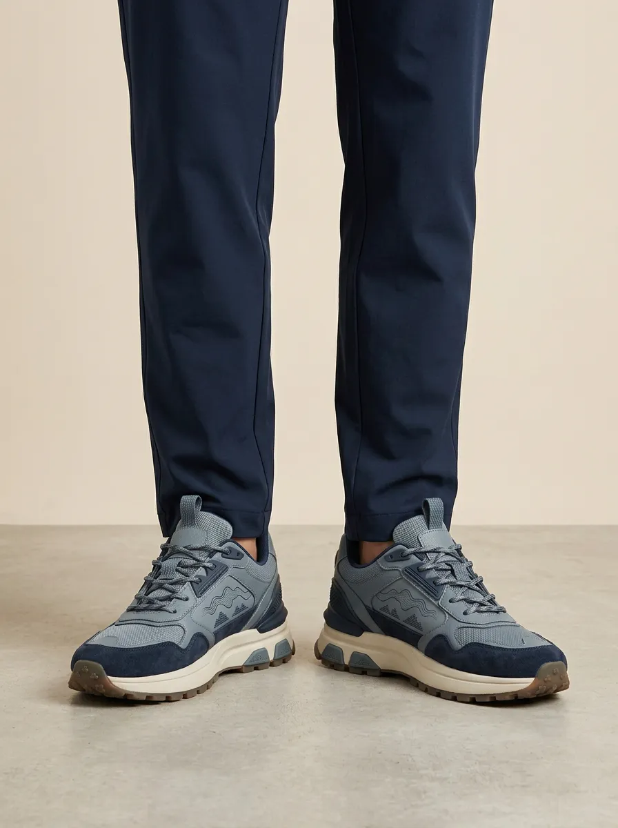 Men's Outdoor Hiking Mountain Wave Print Sneakers
