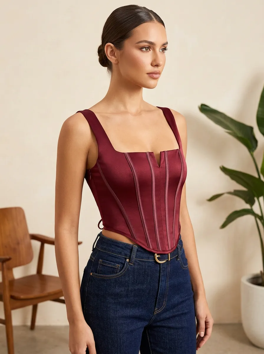 Satin-Look Women's Corset Top
