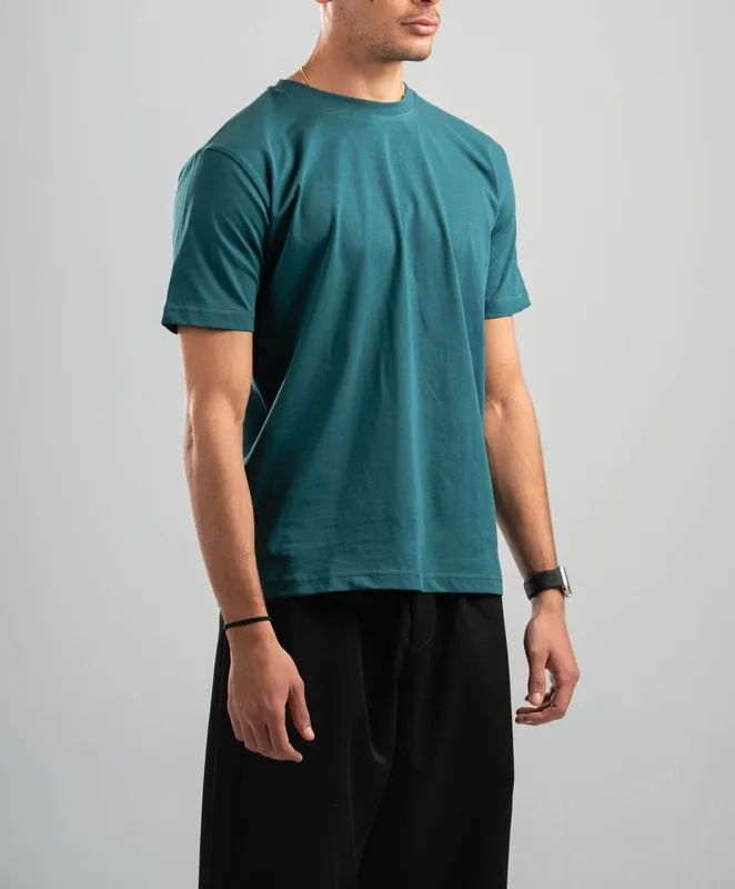 Teal Soft Cotton Crewneck Tee