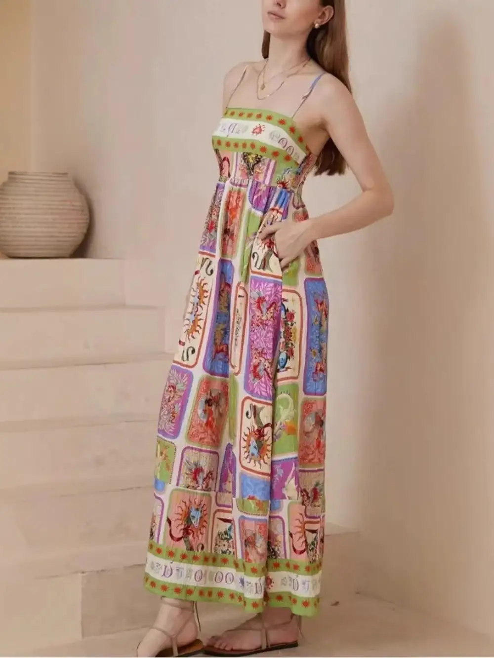 Cami Square-Neck Printed Casual Dress