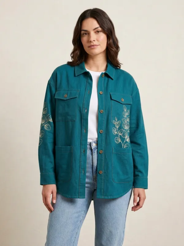 Women's Botanical Eucalyptus Pattern Jacket