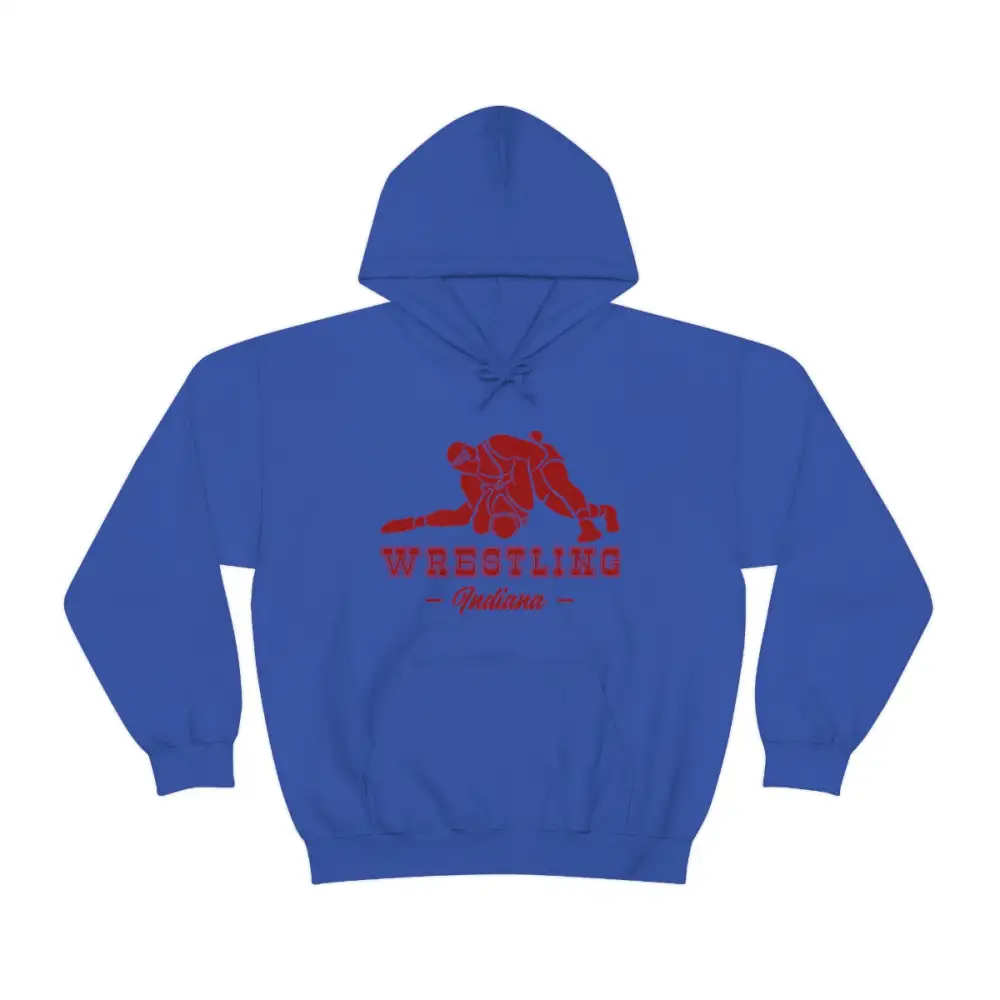 Relaxed Minimal Emblem Wrestling Graphic Pullover Hoodie