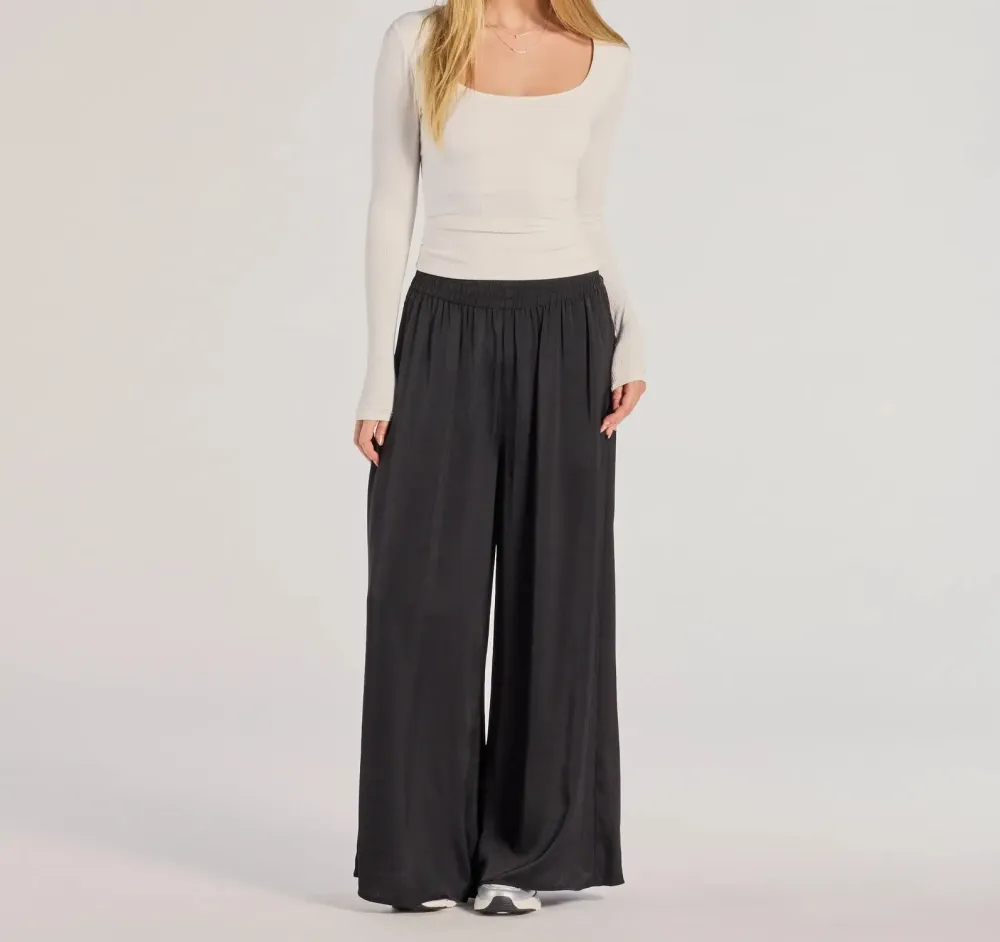 Satin Wide-Leg Pants