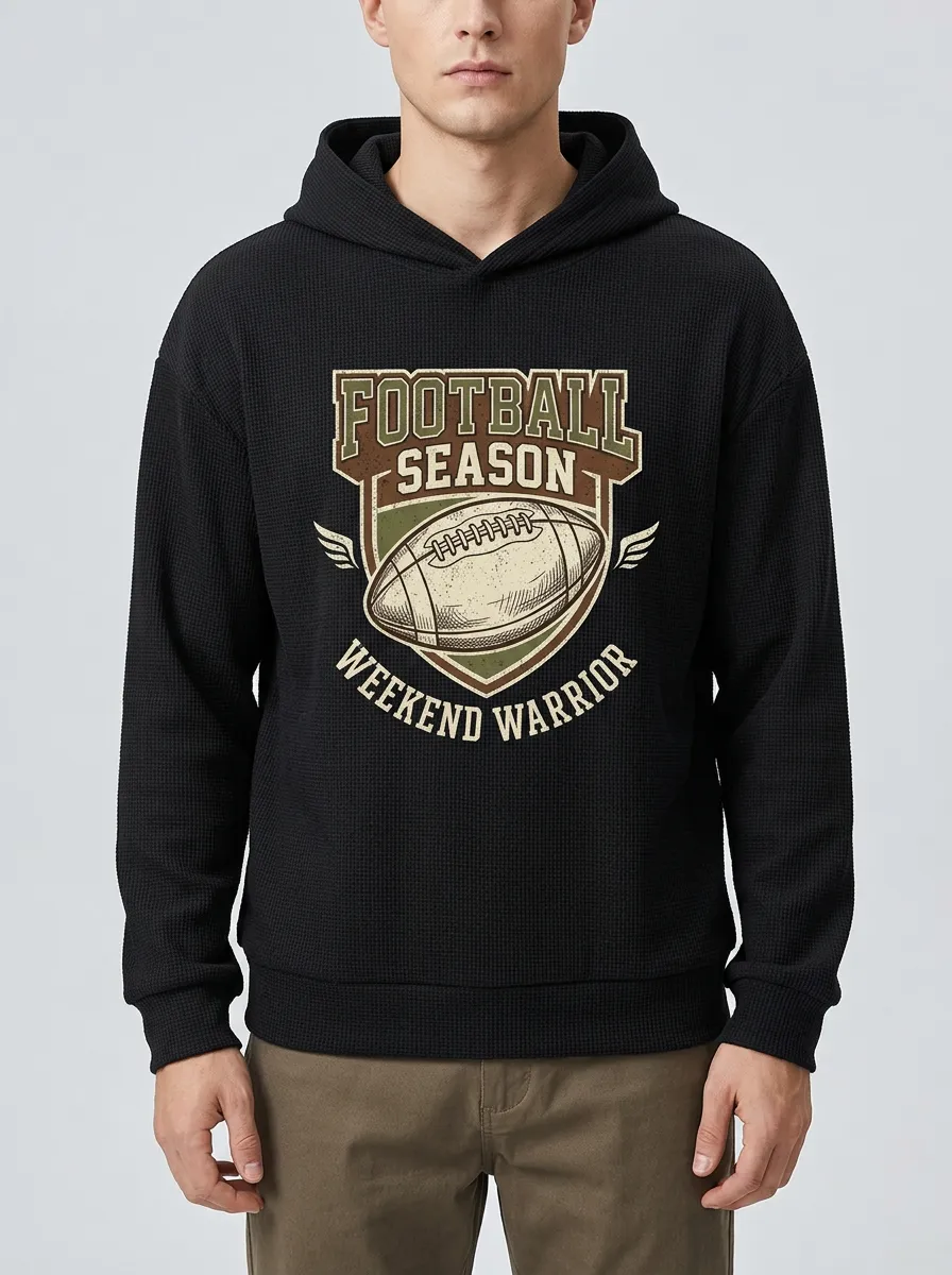 Men's Football Season Weekend Warrior Graphic Printed Hoodie
