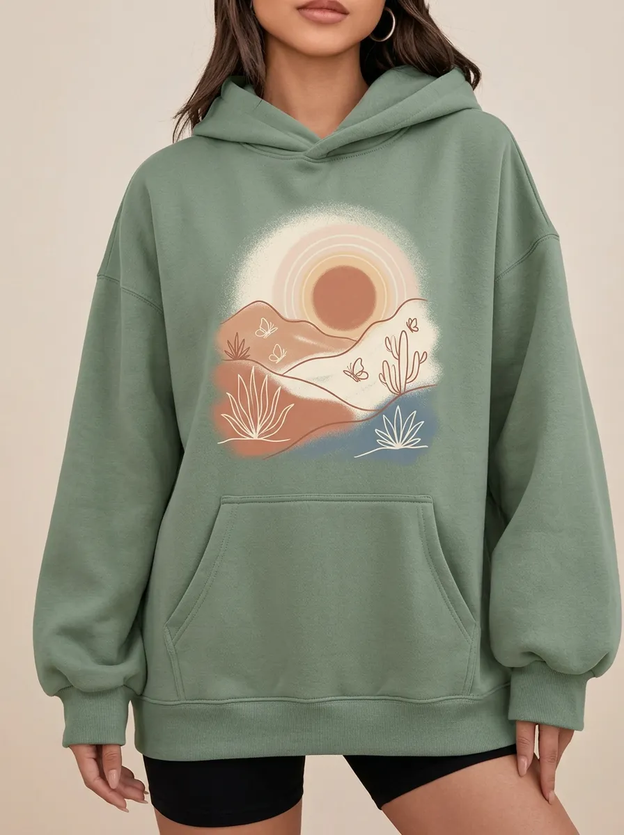 Boho Desert Nature Butterfly Hoodie