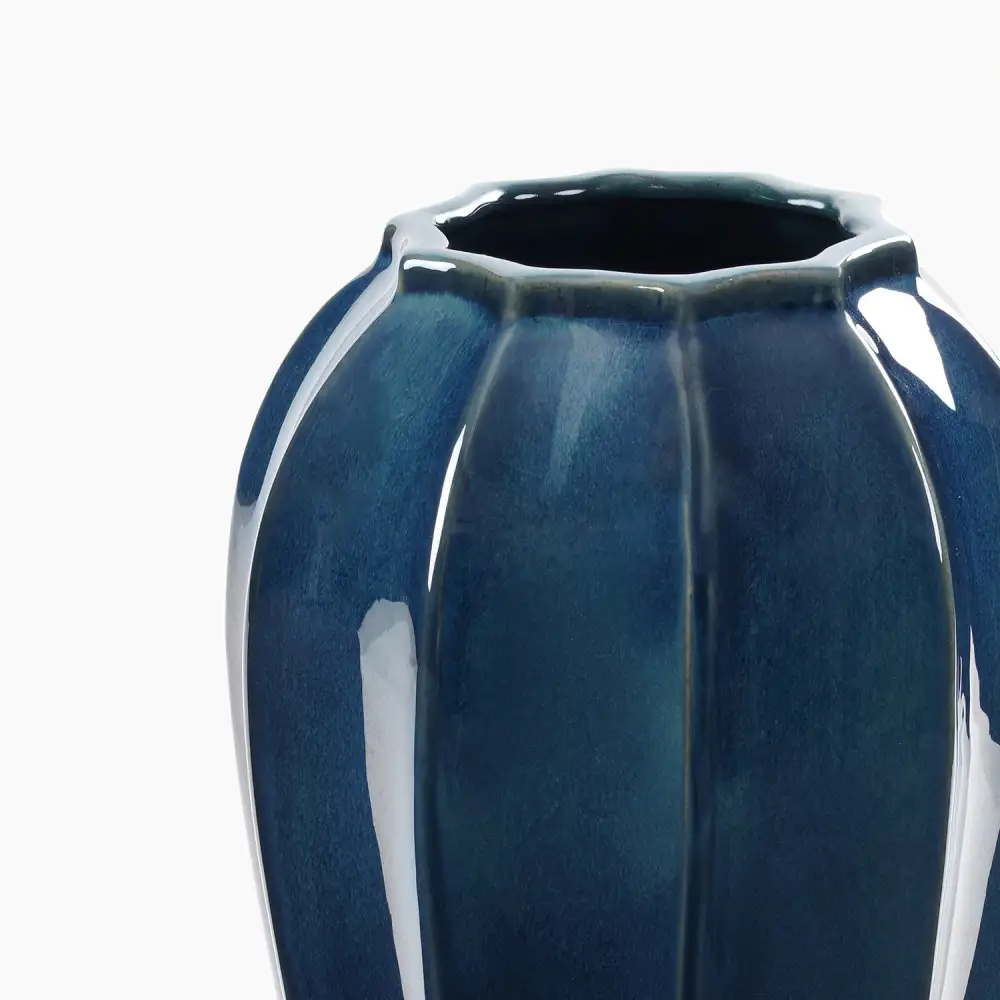 Navy Glazed Ceramic Vase