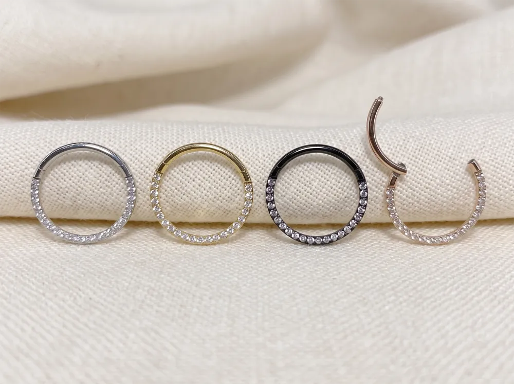 Elegant Titanium Hinged Hoop Ring