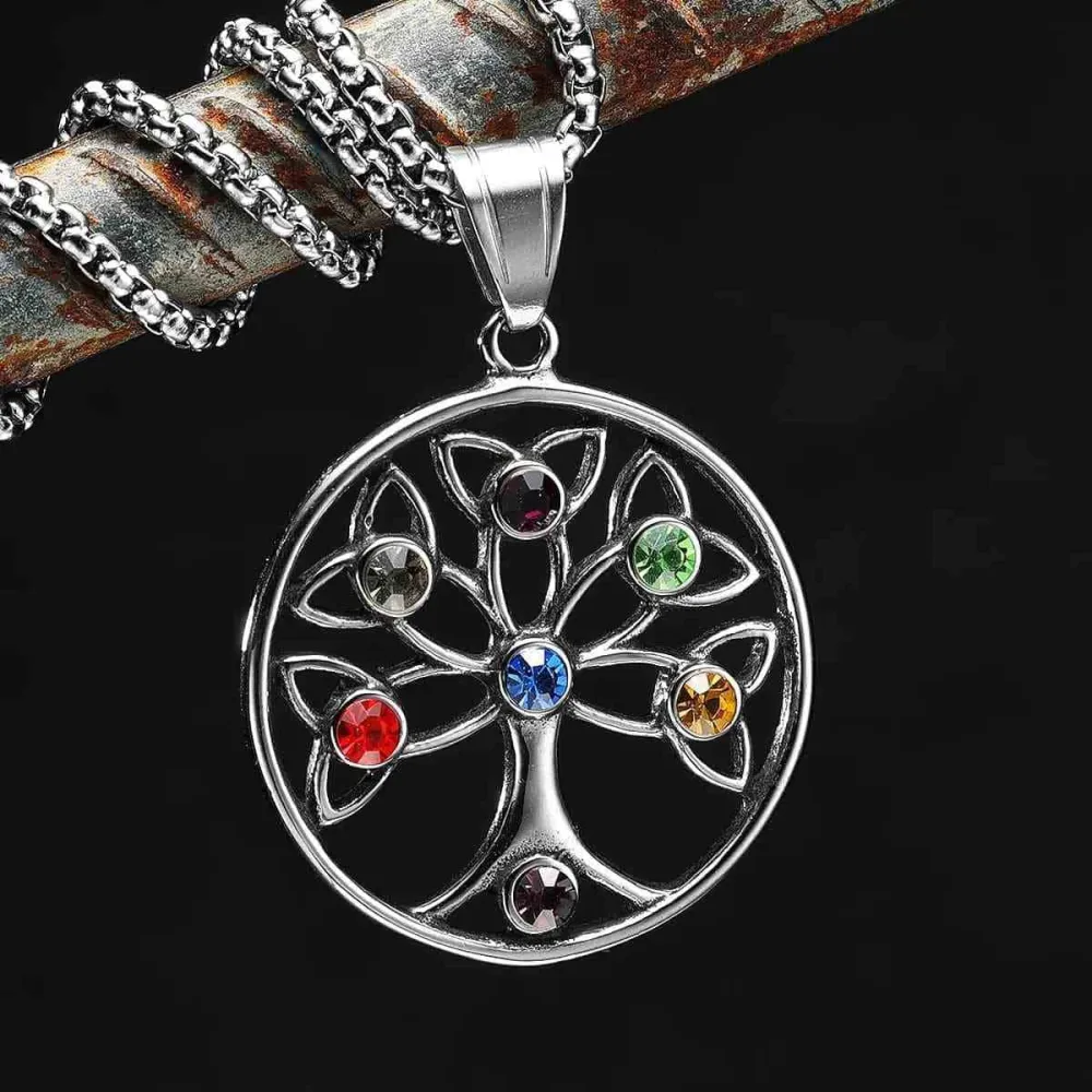 Men's Family Tree Birthstone Necklace Celtic Knots