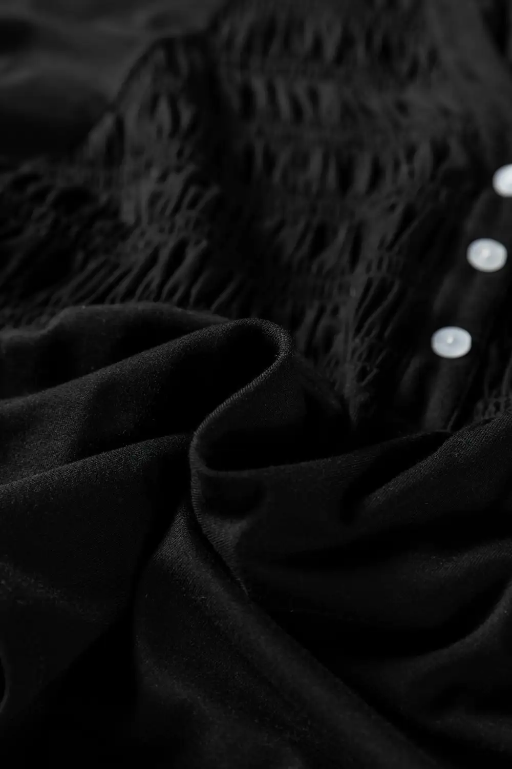 Smocked V-Neck Button Front Blouse