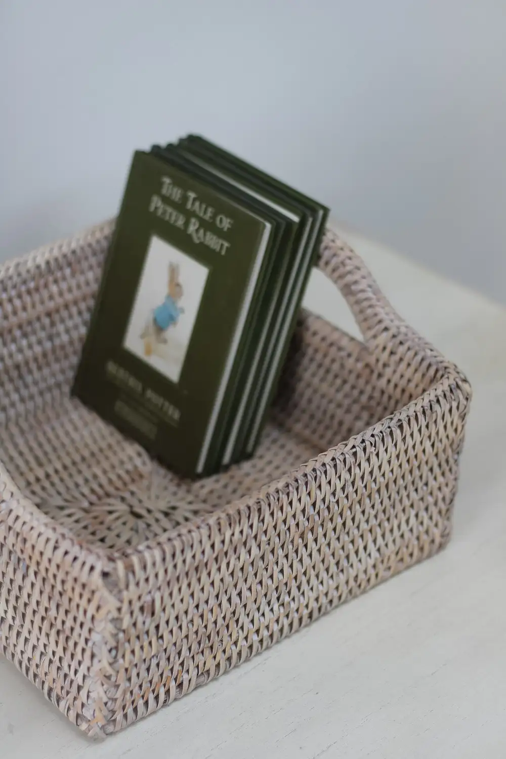 Square Rattan Basket with Handles