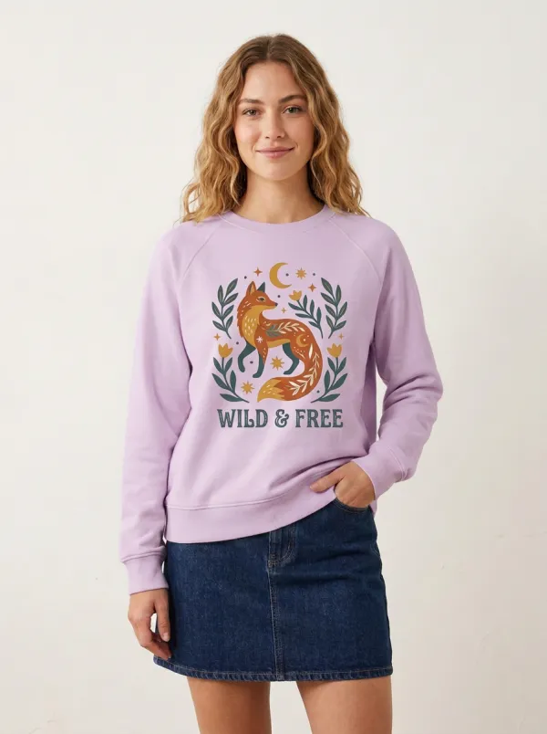 Wild And Free Fox Botanical Moon Sweatshirt
