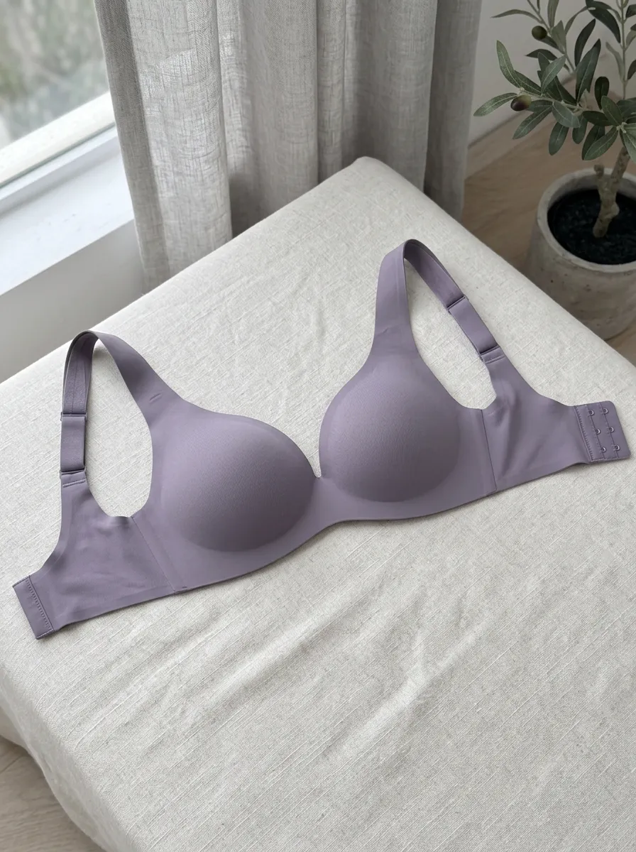 Women's Solid Purple Seamless Wireless Padded Bra