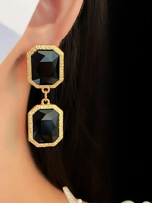 Curved Floral Drop Earrings
