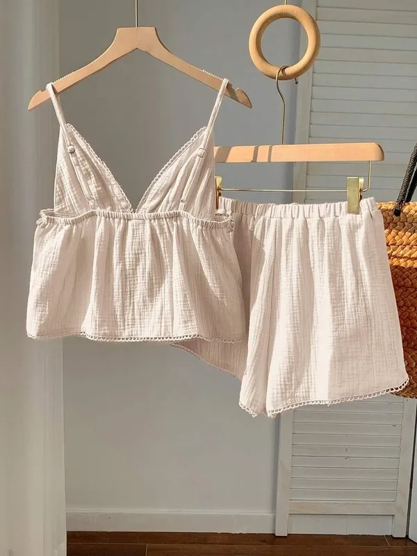 Beige Shorts Two Piece Set