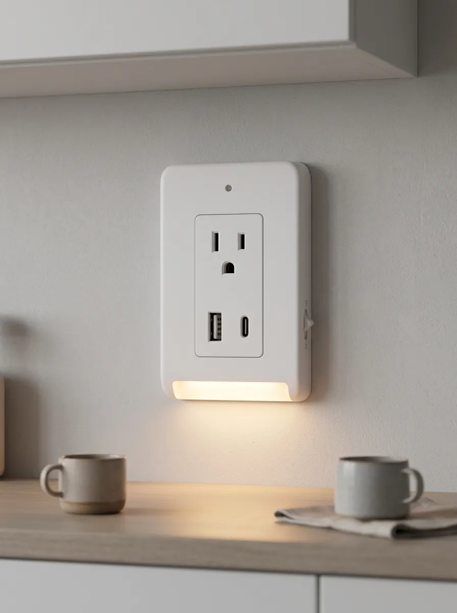 Minimalist White USB Port Printed LED Outlet Cover