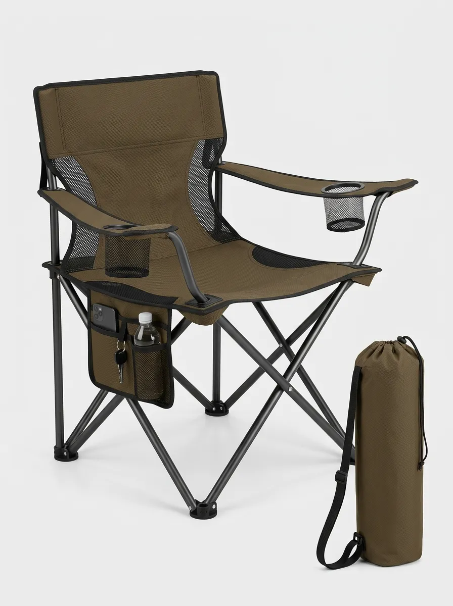 Brown Mesh Pocket Camping Chair