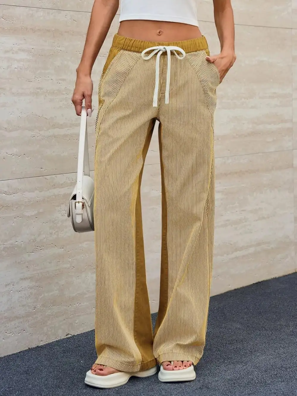 Subtle Texture Flowing Denim Jeans