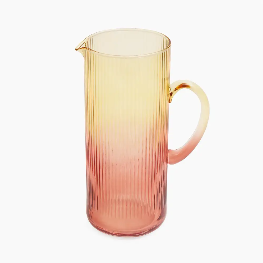 Linear Textured Glass Pitcher