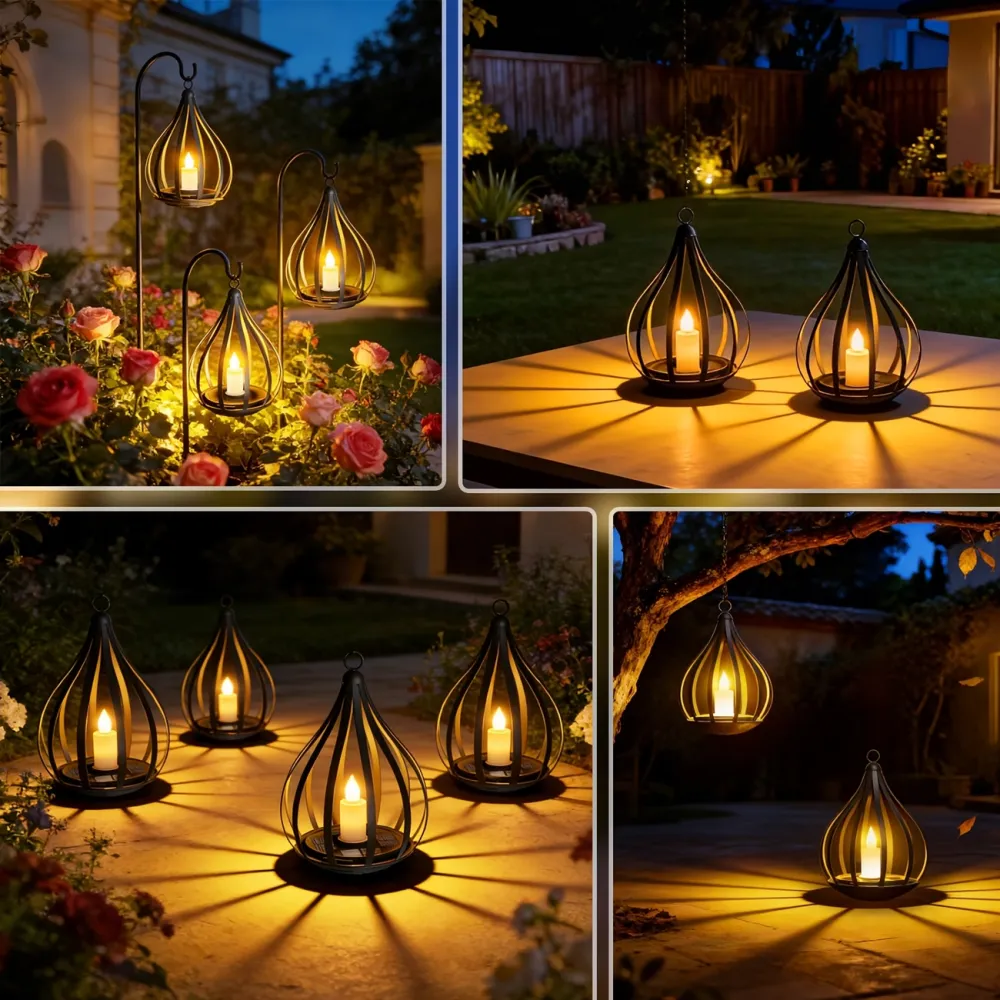 2 Pcs Candle-Style Solar Lantern Light