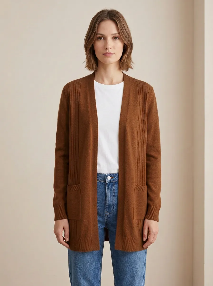 Classic Ribbed-Knit Knit Cardigan