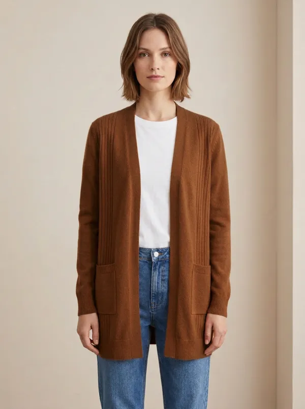 Classic Ribbed-Knit Knit Cardigan