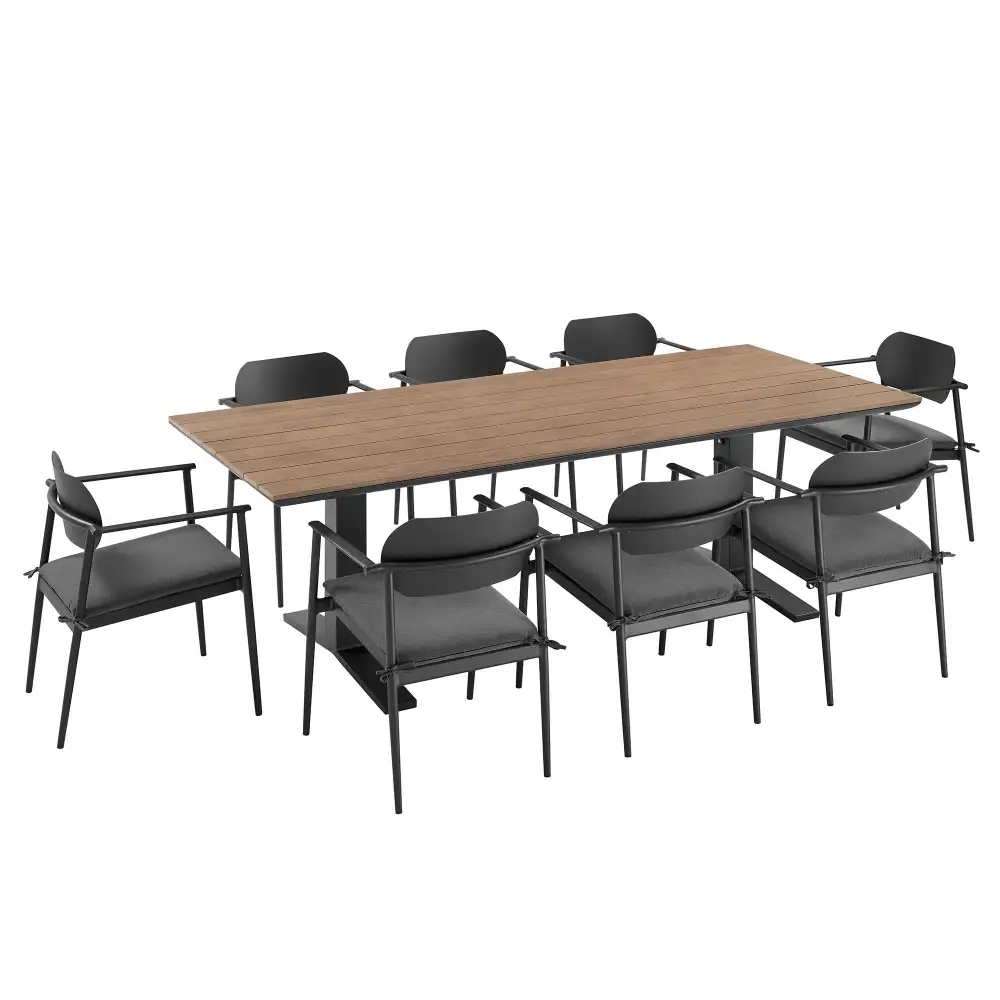 Nine Piece Outdoor Patio Aluminum Dining Set