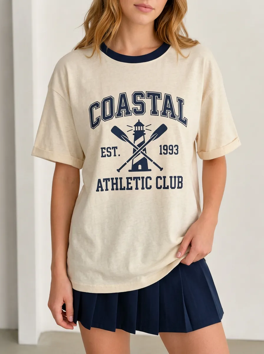 Women's Coastal Athletic Club Lighthouse Oar Printed T-shirt