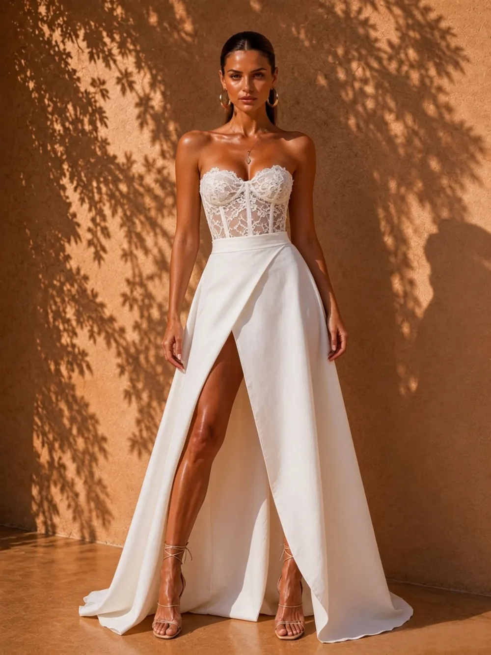 Liliana Strapless Split Elegant Maxi Dress In White