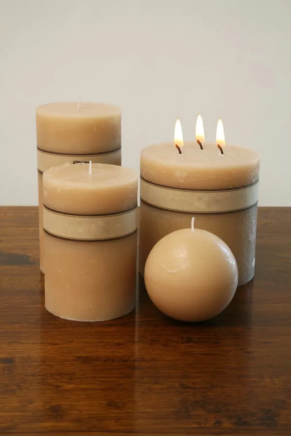 Caramel Rustic Pillar Candle