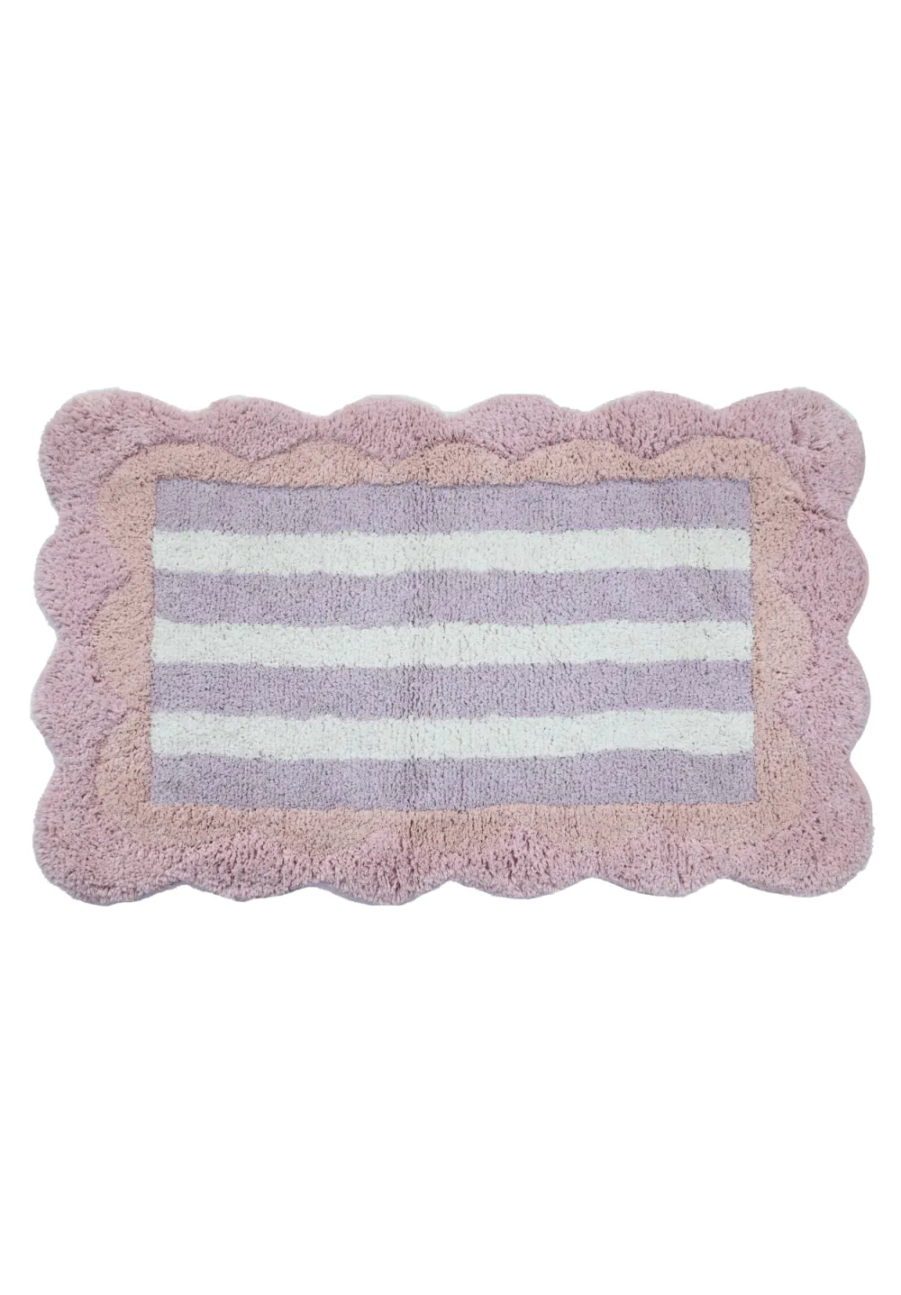 Textured Striped Cotton Bathroom Mat